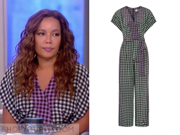 DIANE VON FURSTENBERG - GINGHAM SILK CREPE DE CHINE JUMPSUIT - BLACK