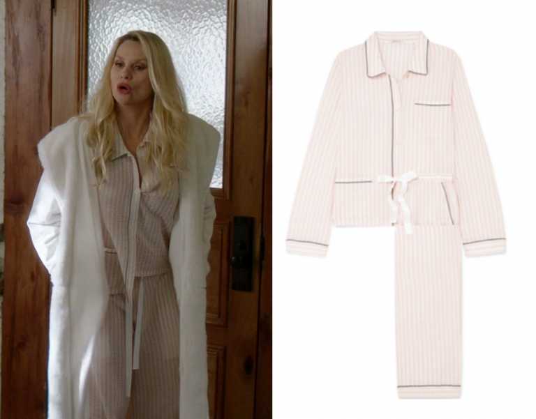 Dynasty: Season 2 Episode 14 Alexis' Pink/White Pajamas | Shop Your TV