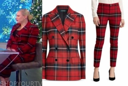 meghan mccain's red plaid pant suit