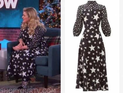 kelly clarkson's black and white star print dress