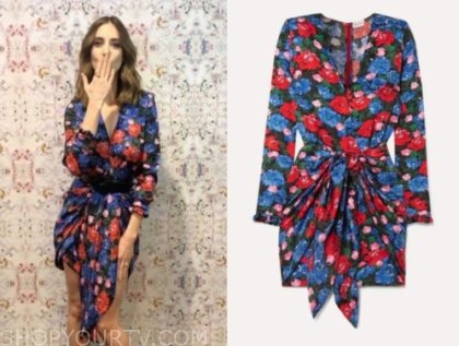 alison brie, the kelly clarkson show, floral drape mini dress
