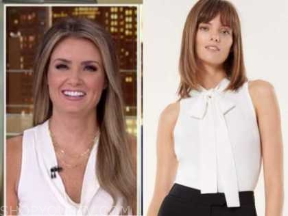 jillian mele, fox and friends, white knit tie neck top