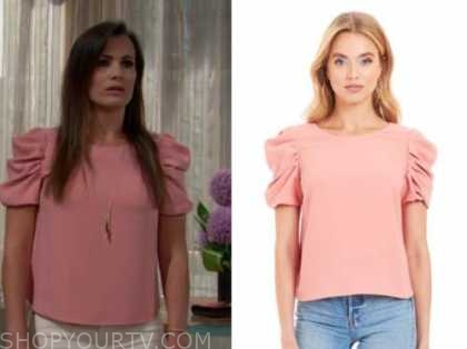 chelsea newman, melissa claire egan, pink puff sleeve top, the young and the restless