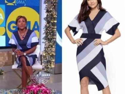 good morning america, purple stripe knit dress, robin roberts