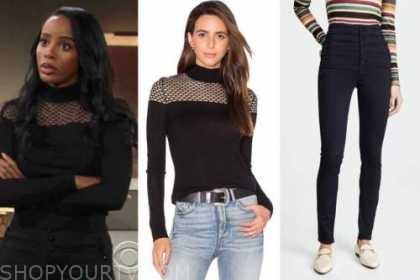 leigh-ann rose, imani benedict, the young and the restless, black sweater, black jeans