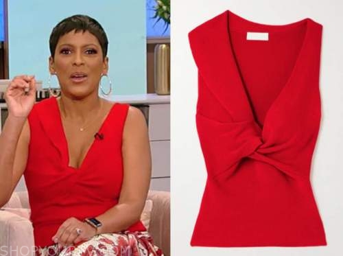 tamron hall, tamron hall show, red twist top