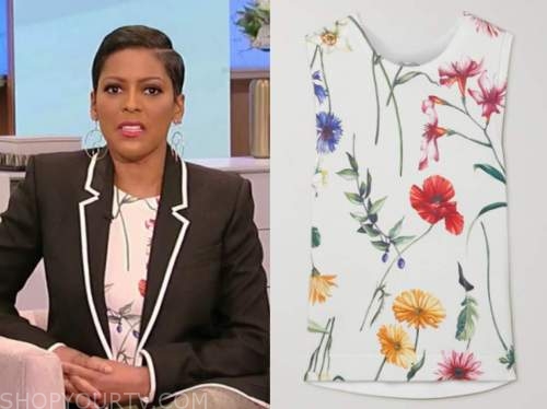 tamron hall, tamron hall show, white floral top