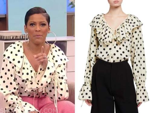 tamron hall, tamron hall show, polka dot ruffle top