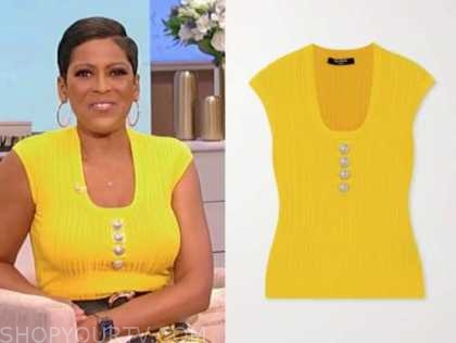 tamron hall show, tamron hall, yellow knit top