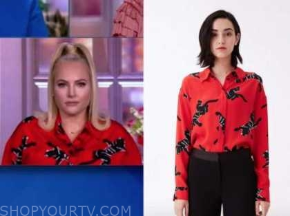 meghan mccain, the view, red and black panther blouse