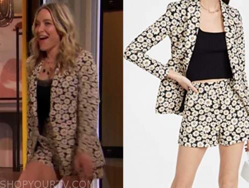 jenny mollen, drew barrymore show, daisy floral blazer and shorts