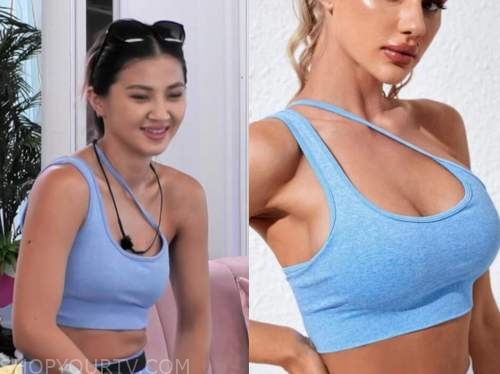 love island usa, blue sports bra, Kyra Lizama