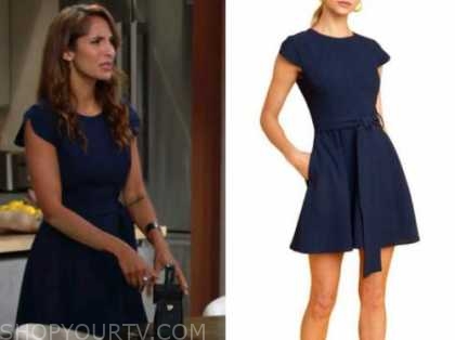 lily winters, christel khalil, the young and the restless, blue dress