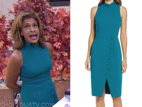 Hoda Kotb, the today show, teal green mock neck sheath dress