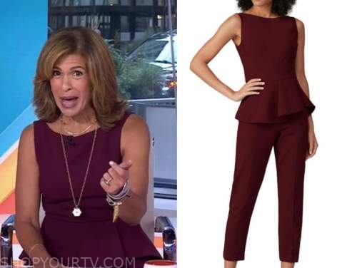 Hoda Kotb, the today show, burgundy peplum jumpsuit