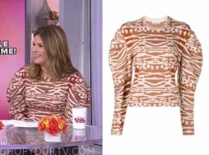 jenna bush hager, the today show, printed puff sleeve sweater