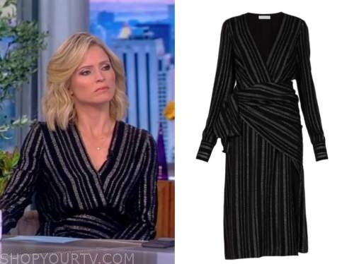 sara haines, the view, metallic stripe dress