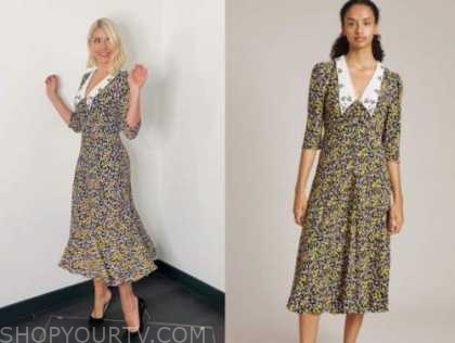 holly willoughby, this morning, floral collar midi dress