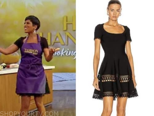 tamron hall ,tamron hall show, black cutout scoop neck dress