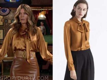 Phyllis newman, Michelle stafford, the young and the restless, copper satin tie neck blouse