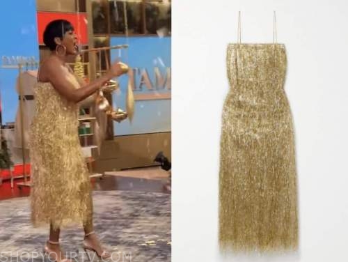 tamron hall, tamron hall show, gold fringe dress