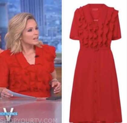 sara haines, the view, red ruffle dress