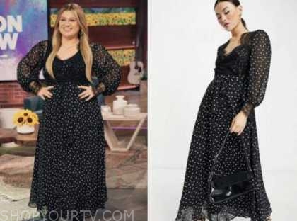 kelly clarkson, the kelly clarkson show, black polka dot lace dress
