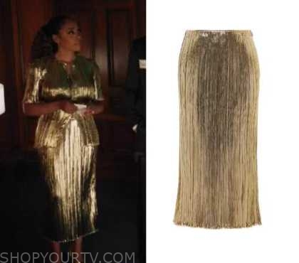 All Rise: Season 3 Episode 8 Lola's Gold Pleated Skirt | Shop Your TV