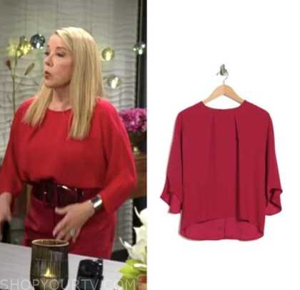 the young and the restless, nikki newman, melody thomas scott, red blouse,