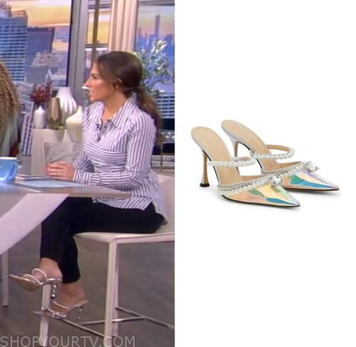 the view, alyssa farah griffin, embellished mules heels