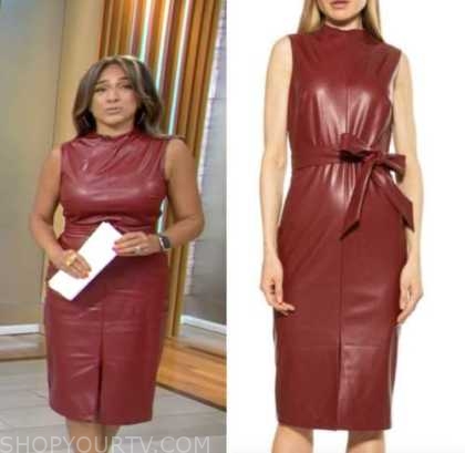 CBS Mornings: October 2022 Michelle Miller's Red Leather Sheath Dress ...
