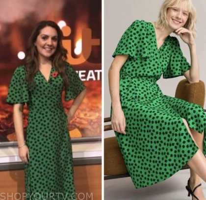 laura tobin, green floral dress, good morning britain