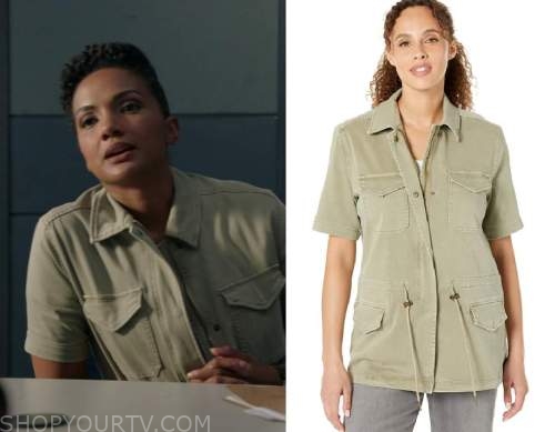The Rookie Jacket The Rookie: Season 5 Episode 5 Nyla's Short Sleeve Green Anorak Jacket ...