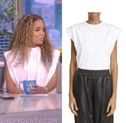 the view, white bodysuit top, sunny hostin