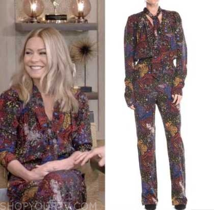 kelly ripa, live with kelly and ryan, red printed jumpsuit