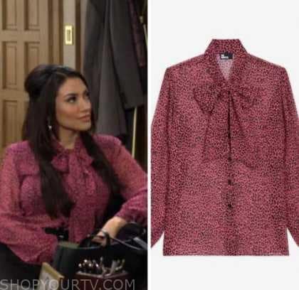 audra charles,  Zuleyka Silver, the young and the restless, pink leopard blouse