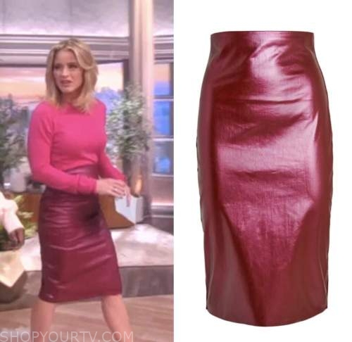 sara haines, pink metallic pencil skirt, the view