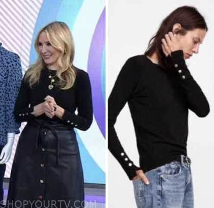 The Today Show: February 2023 Chassie Post's Black Button Cuff Sweater ...