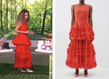 sunny hostin, the view, red tiered tulle dress gown