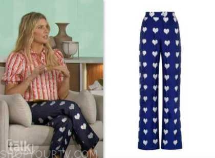 amanda kloots, the talk, blue jacquard heart pants
