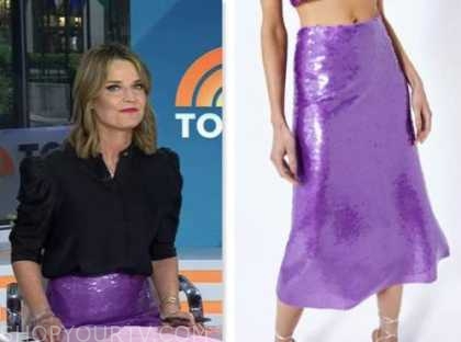 the today show, savannah guthrie, purple sequin skirt