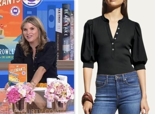 jenna bush hager, the today show, black puff sleeve top, hoda and jenna