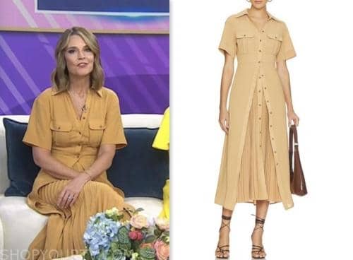 savannah guthrie, the today show, tan pleated shirt dress