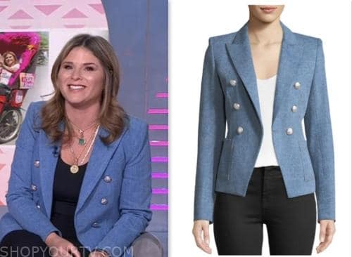the today show, hoda and jenna, jenna bush hager, denim double breasted blazer