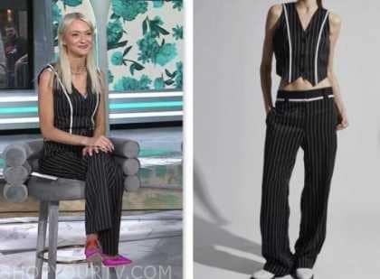 zanna roberts rassi, the today show, hoda and jenna, black pinstripe vest and pants
