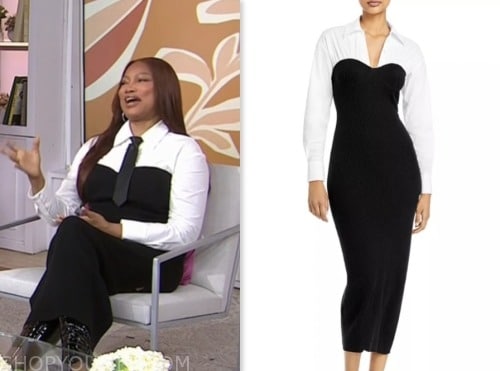garcelle beauvais, the today show, hoda and jenna, black corset white shirt layered dress