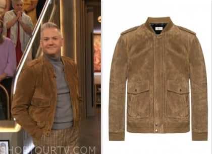 ross mathews, drew barrymore show, brown suede jacket