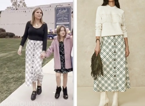 the today show, jenna bush hager, hoda and jenna, white plaid midi skirt