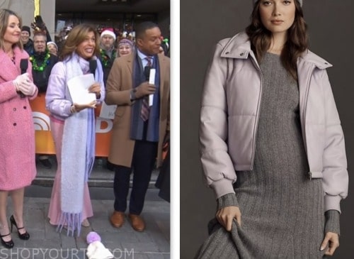 hoda kotb, the today show, lilac purple puffer jacket