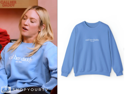 Call Her Daddy March 2024 Brittany Snow s Blue Call Her Daddy Sweatshirt Shop Your TV